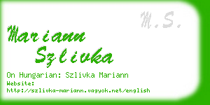 mariann szlivka business card